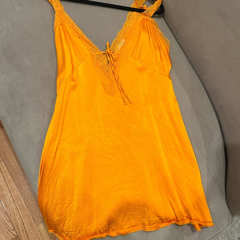 Zara orange satin midi dress size L